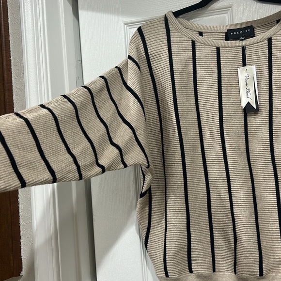 Premise Tan and Black Stripe Sweater - Picture 3 of 3